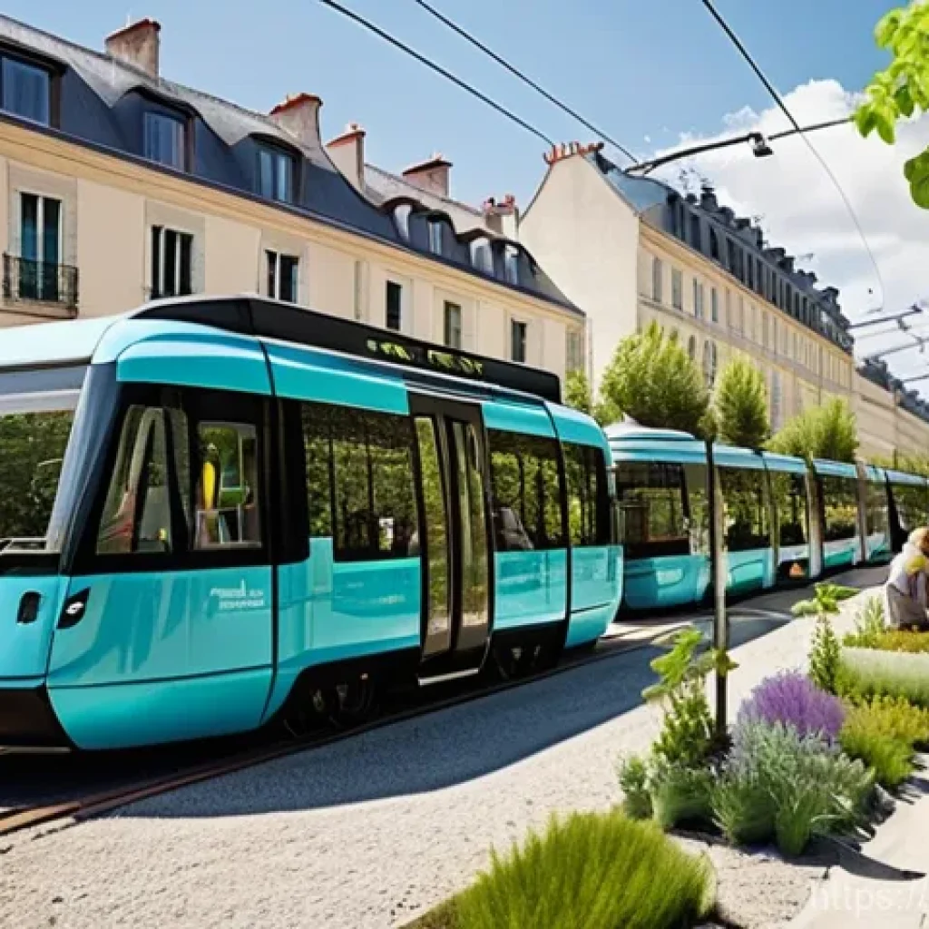 공공정책 전문가의 도전 과제 - **Prompt:** "A vibrant, optimistic scene set in a modern, sustainable French city or rural landscape...