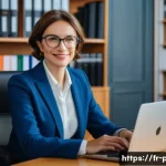 Home 20 공공정책 분야 취업 성공 전략 - A professional French public policy expert in a modern office setting, wearing smart business attire...