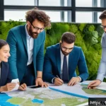Home 22 공공정책 프로젝트 관리 - A diverse group of urban planners and community representatives collaborating around a large table f...